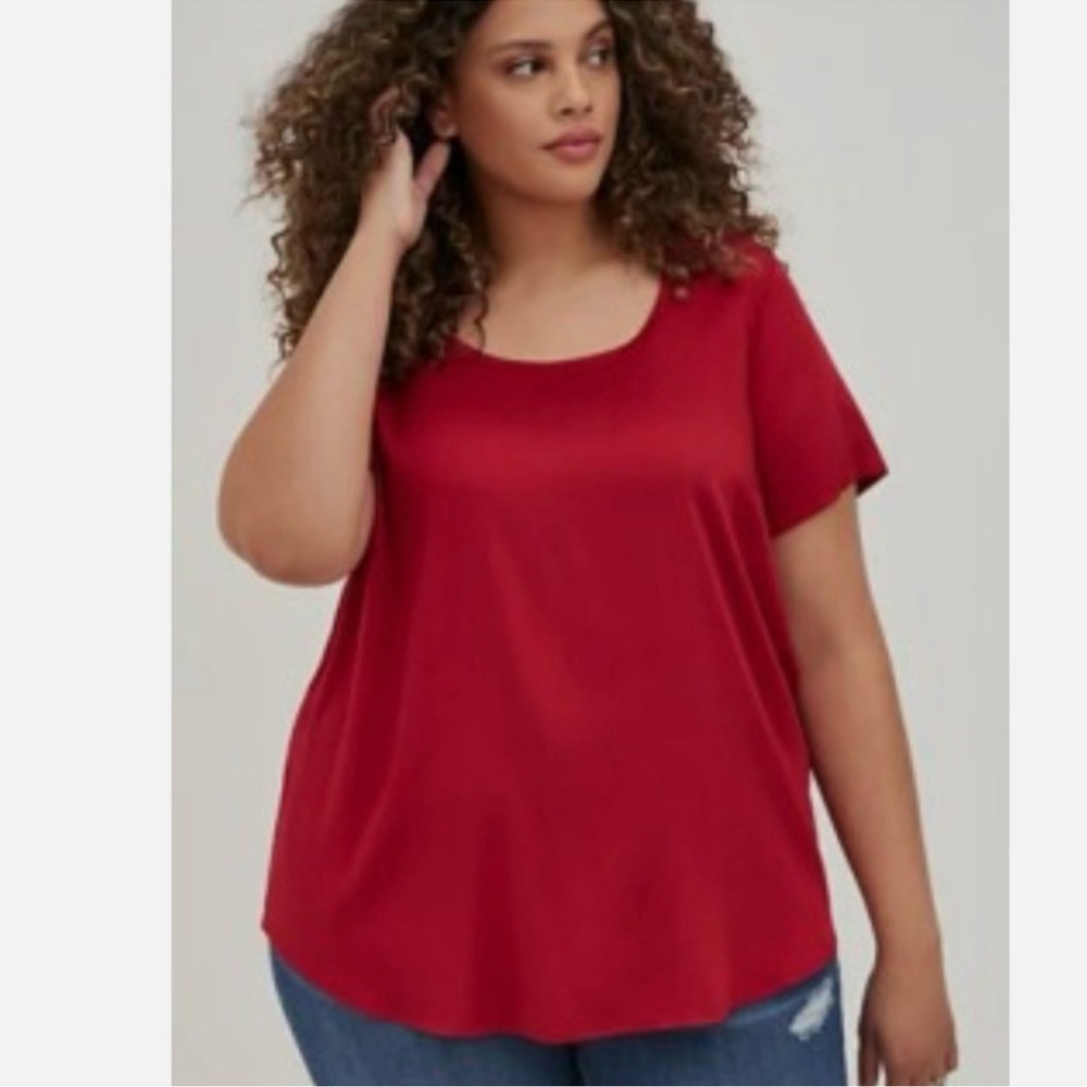 Torrid Red Button-Back Blouse NWT - image 2